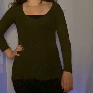 Charlotte Russe Dark Green V-Neck